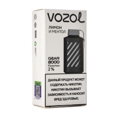 Электронная сигарета Vozol Gear 8000 Лимон и Ментол (Возол Гир 8000)