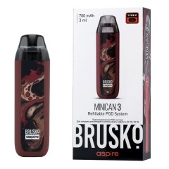 Перезаправляемая Под-Система Бруско Миникан 3 (Brusko Minican 3) 700 mah, Тёмно Красный Флюид